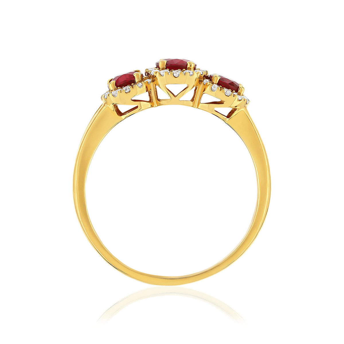 Bague or 750 jaune rubis et diamant - vue 2