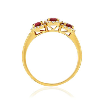 Gold 750 yellow ruby and diamond ring