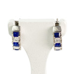 Boucles d oreilles or 750 blanc saphir et diamant - vue 1