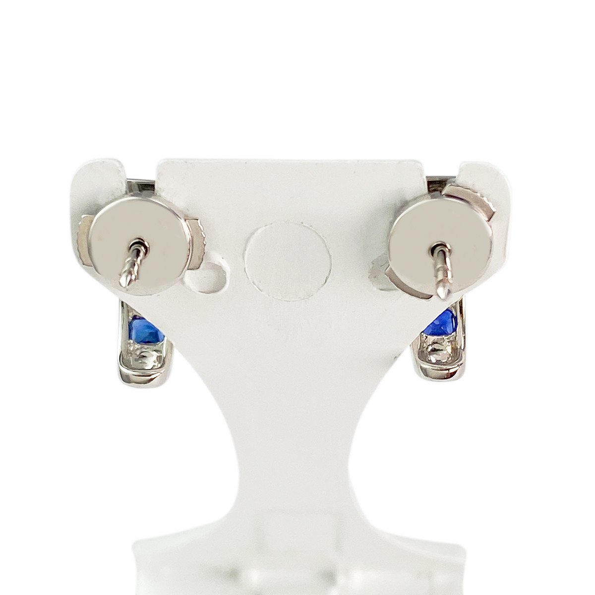 Boucles d oreilles or 750 blanc saphir et diamant - vue 3