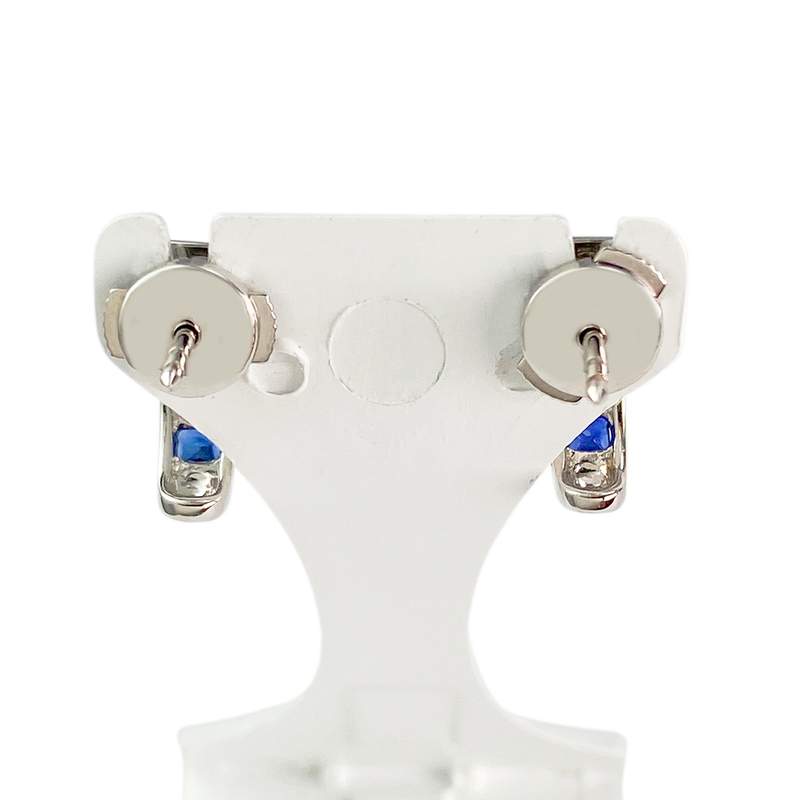 Boucles d oreilles or 750 blanc saphir et diamant - vue 3
