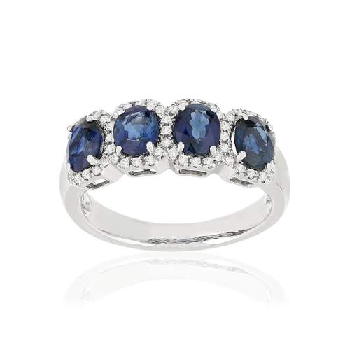 Bague or blanc saphirs diamants