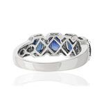 Bague or blanc saphirs diamants - vue 4