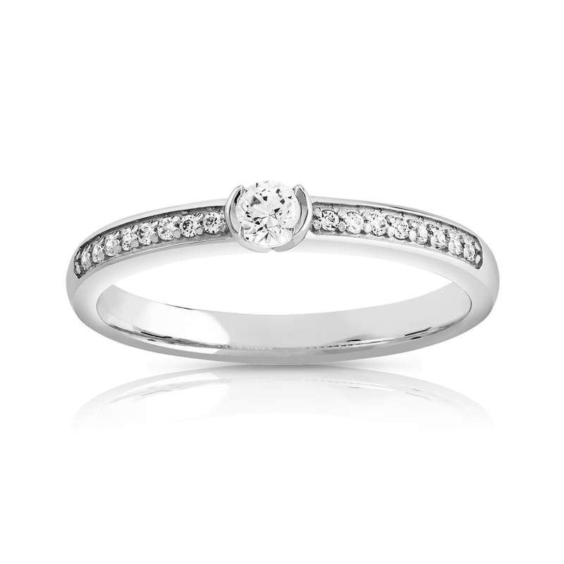 Solitaire ring goud 750 witte diamant 000van karaat - bekijk 1
