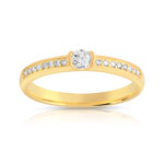 Bague solitaire or 750 jaune diamant 20/100e de carat - vue 1