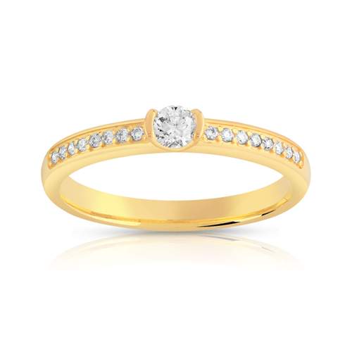 Bague solitaire or 750 jaune diamant 20/100e de carat