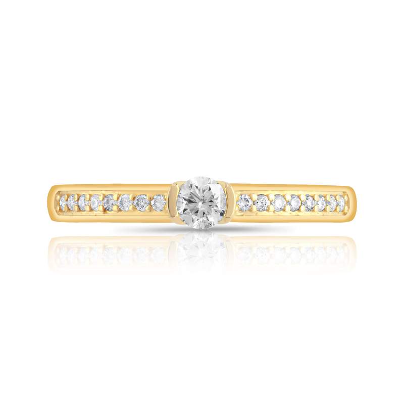 Bague solitaire or 750 jaune diamant 20/100e de carat - vue 3