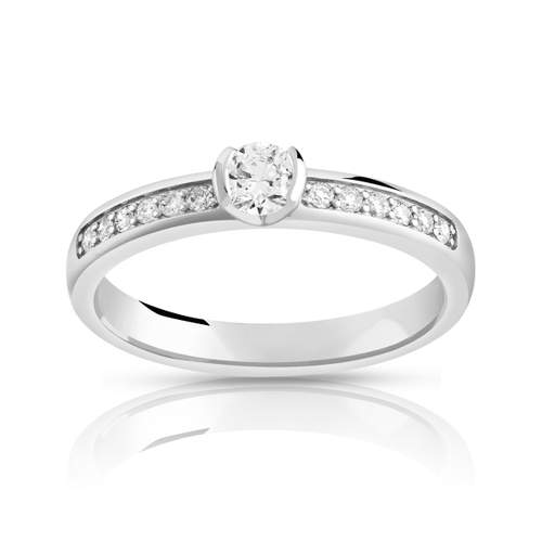 Bague solitaire or 750 blanc diamant 30/100e de carat
