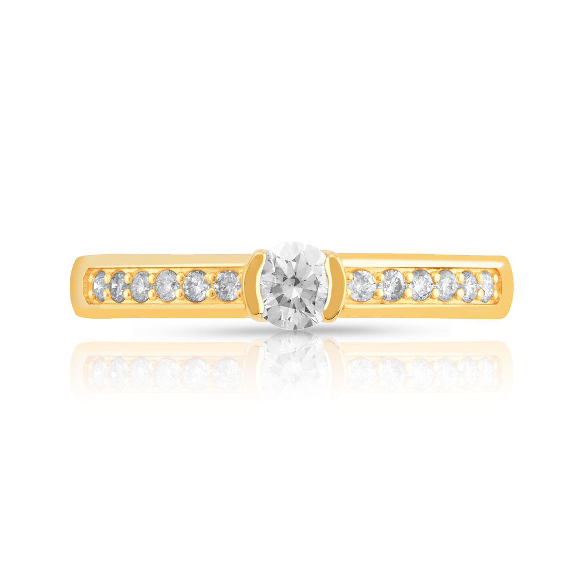 Bague solitaire or 750 jaune diamant 30/100e de carat - vue 3