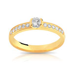 Bague solitaire or 750 jaune diamant 40/100e de carat - vue 1