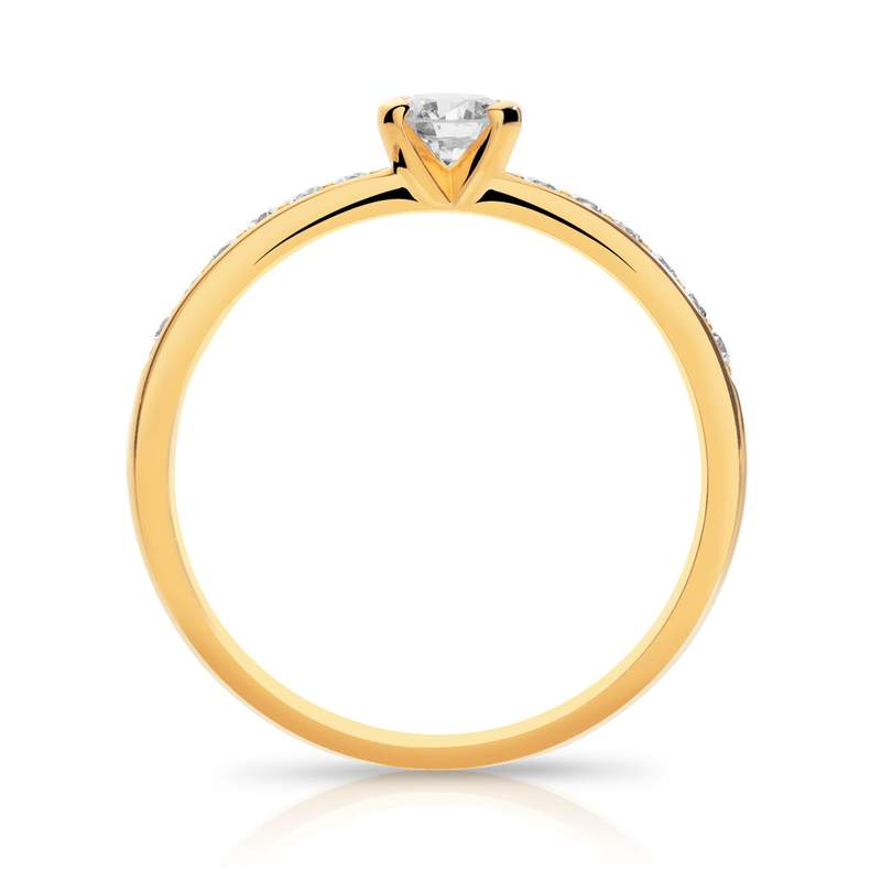 Bague solitaire or 750 jaune diamant 40/100e de carat - vue 2