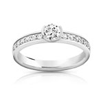 Bague solitaire or 750 blanc diamant 50/100e de carat - vue 1