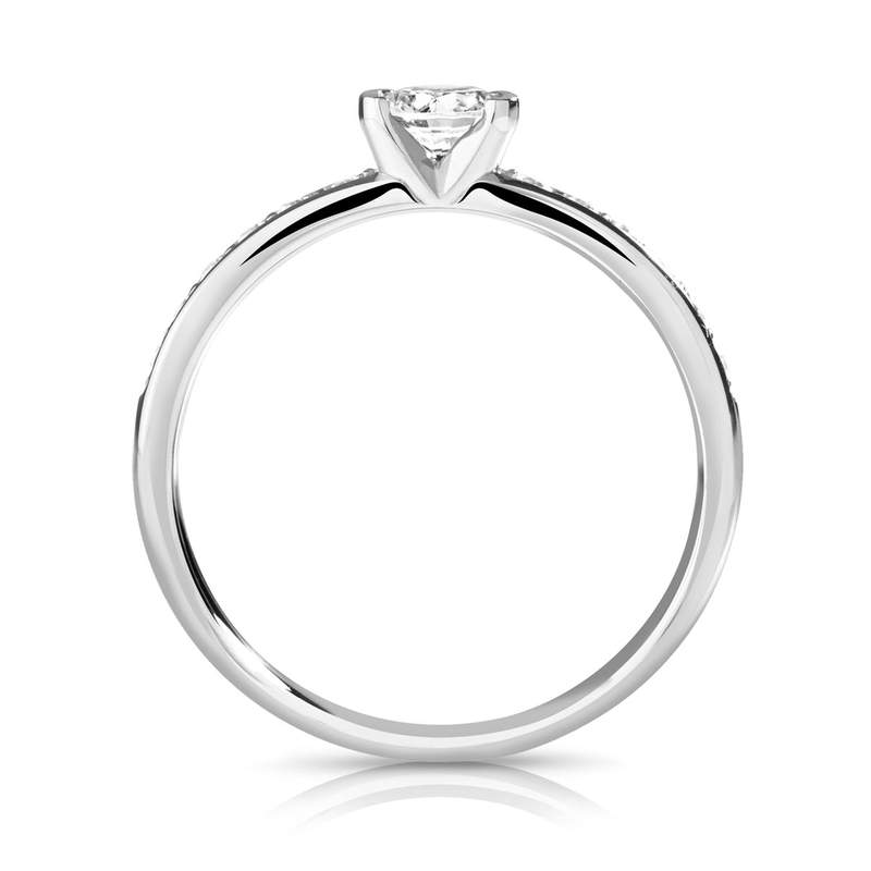 Bague solitaire or 750 blanc diamant 50/100e de carat - vue 2