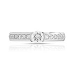Bague solitaire or 750 blanc diamant 50/100e de carat - vue 3
