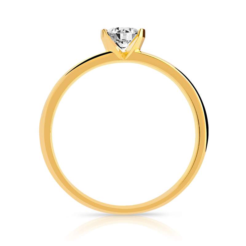 Bague solitaire or 750 jaune diamant 50/100e de carat - vue 2