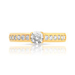 Bague solitaire or 750 jaune diamant 50/100e de carat - vue 3