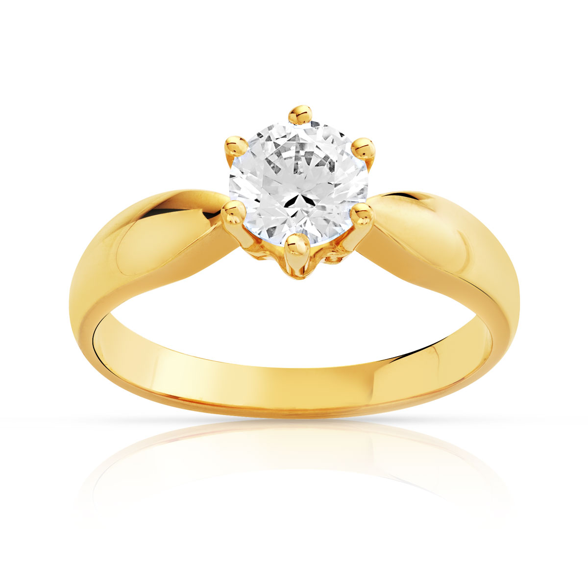  Bague solitaire  or 750 jaune diamant 70 100e de carat 