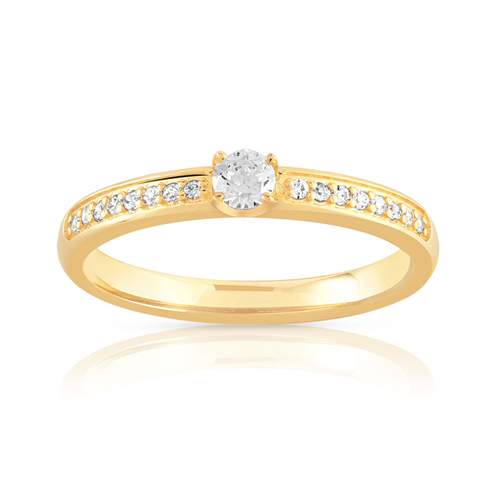 Bague solitaire or 750 jaune diamant 20/100e de carat