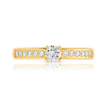 Bague solitaire or 750 jaune diamant 40/100e de carat - vue 3
