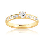 Bague solitaire or 750 jaune diamant 50/100e de carat - vue 1