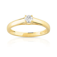 Bague solitaire or 750 jaune diamant 15/100e de carat
