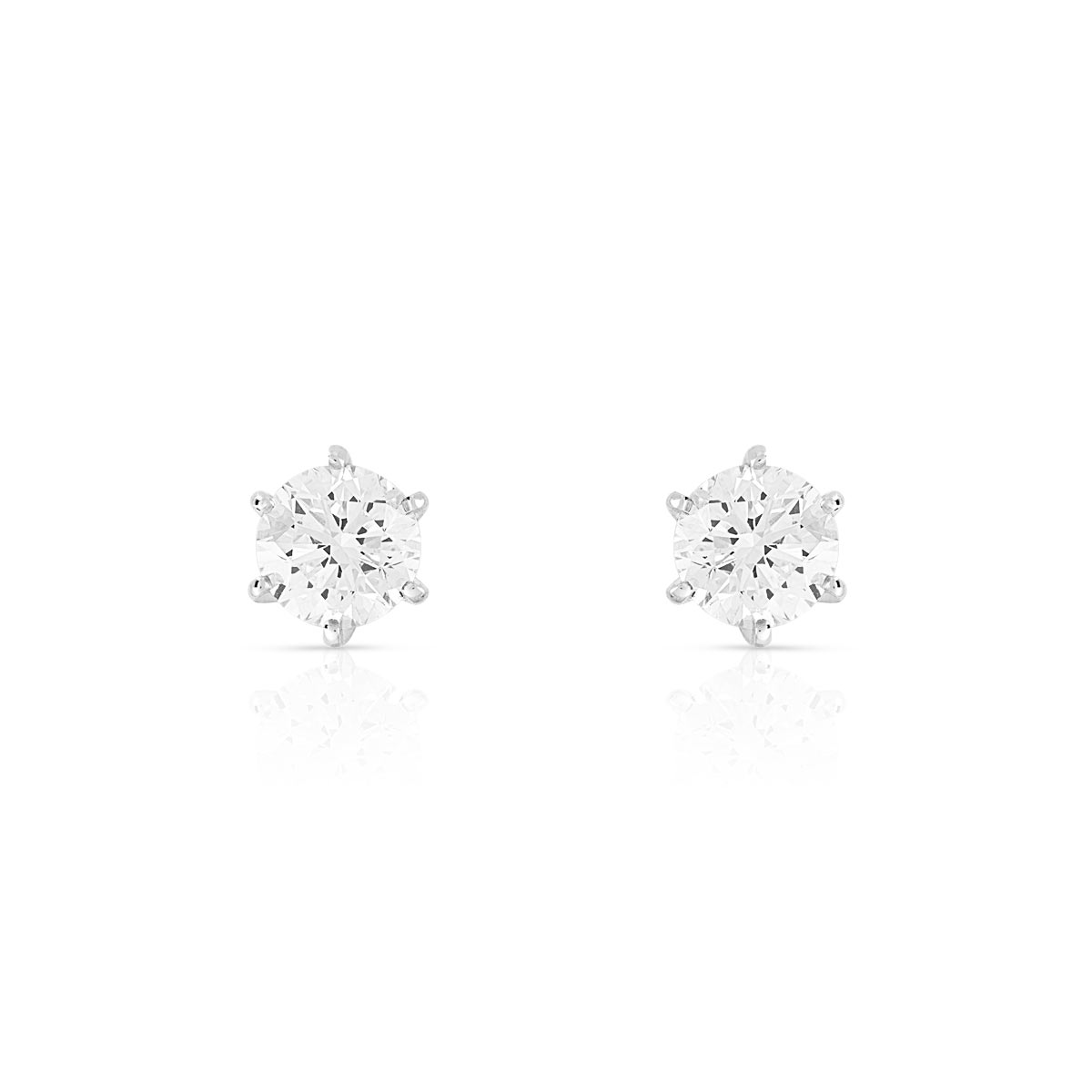 Boucles d'oreilles or 750 blanc diamant - vue V1