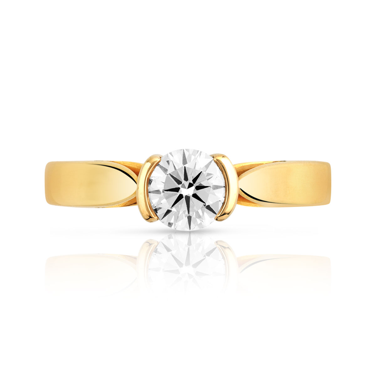 Bague solitaire or 750 jaune diamant 50/100e de carat Femme Bague solitaire or 750 jaune diamant 50/100e de carat Femme