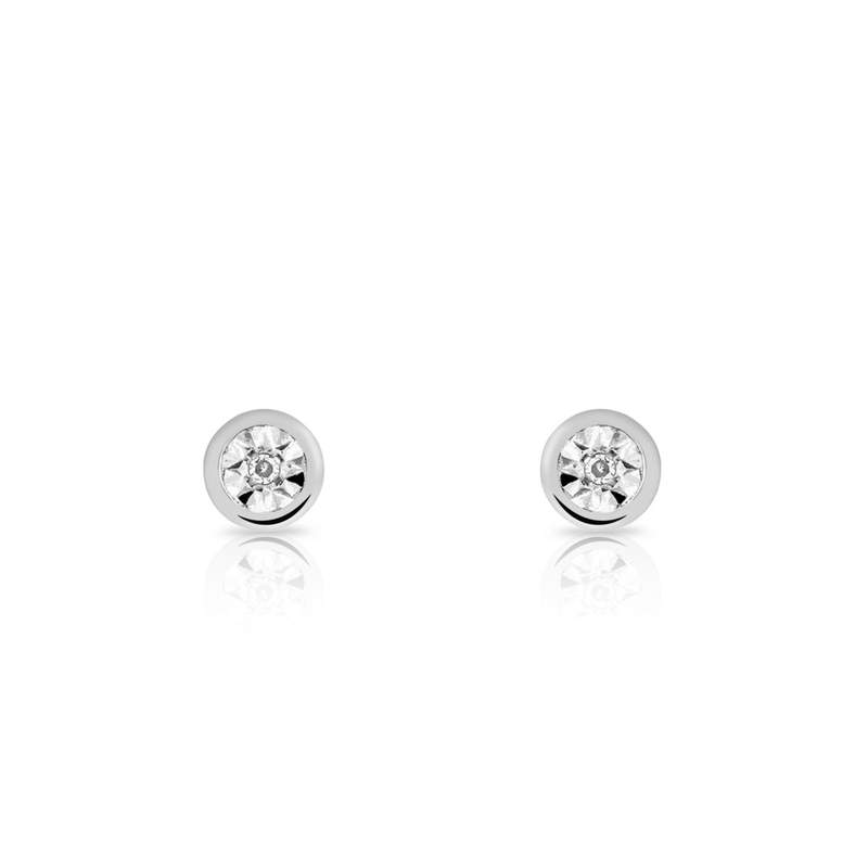 Boucles d'oreilles or 750 blanc diamants - vue 1