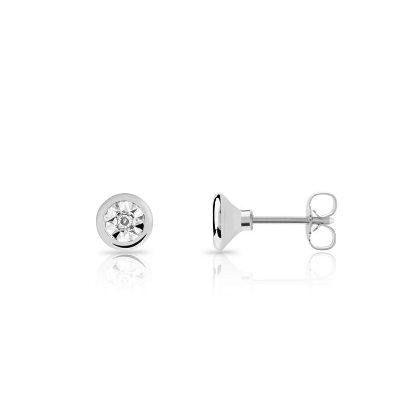 Boucles d'oreilles or 750 blanc diamants - vue D1