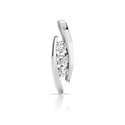 Pendentif or 750 blanc trilogie diamants