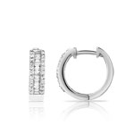 Créoles or 750 blanc demi-tour diamants 15 mm - vue 1