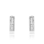 Créoles or 750 blanc demi-tour diamants 15 mm - vue D1