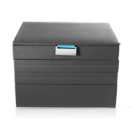 Coffret à bijoux cuir imitation gris