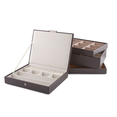 Coffret à bijoux cuir imitation marron - vue VD2