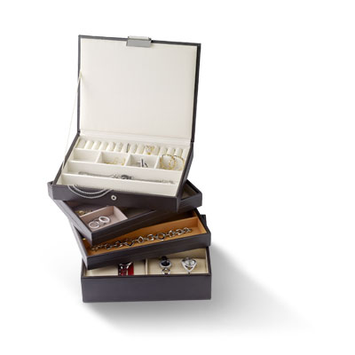 Coffret à bijoux cuir imitation marron - vue VD3