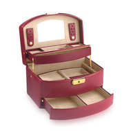 Coffret bijoux cuir imitation bordeaux