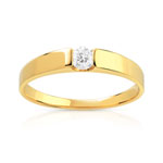 Bague solitaire or 750 jaune diamant 0,15 carat - vue 1