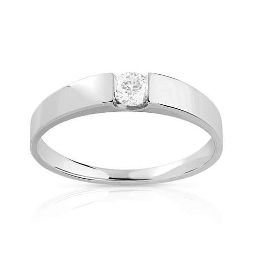 Solitaire or 750 blanc diamant 0,15 carat