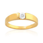Bague solitaire or 750 jaune diamant 20/100e de carat - vue 1
