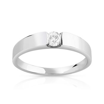 Bague solitaire or 750 blanc diamant 20/100e de carat