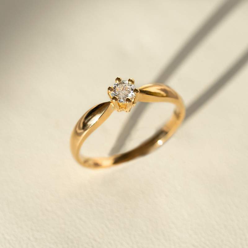 Solitaire or 750 jaune diamant 0,1 carat - vue D1