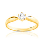 Bague solitaire or 750 jaune diamant 25/100e de carat - vue 1