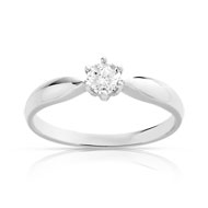 Bague solitaire or 750 blanc diamant 25/100e de carat