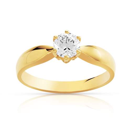 Solitaire ring in gold 750 yellow diamond 50/100 carat