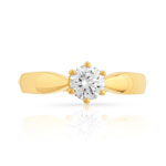 Bague solitaire or 750 jaune diamant 50/100e de carat - vue 3