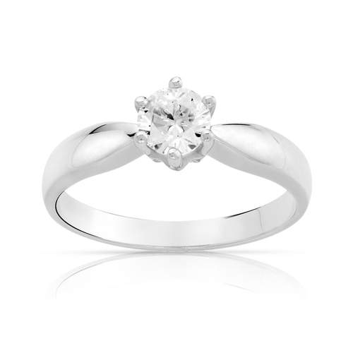 Solitaire or 750 blanc diamant 0,5 carat
