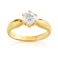 Bague solitaire or 750 jaune diamant 70/100e de carat