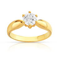 Bague solitaire or 750 jaune diamant 80/100e de carat