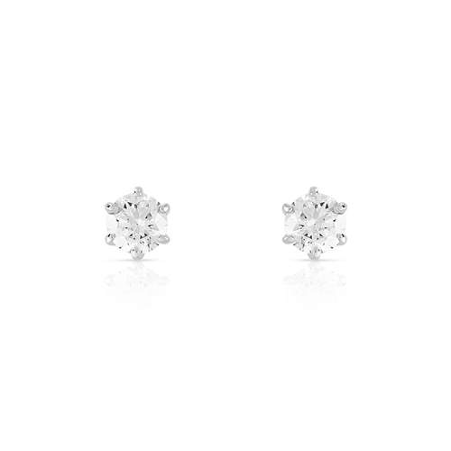 Boucles d'oreilles or 750 blanc diamant