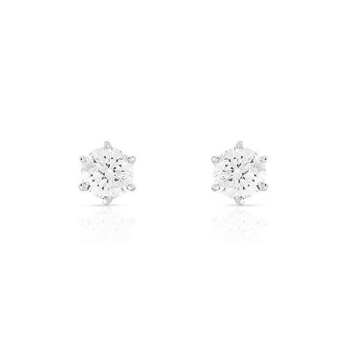 Boucles d'oreilles or 750 blanc diamant